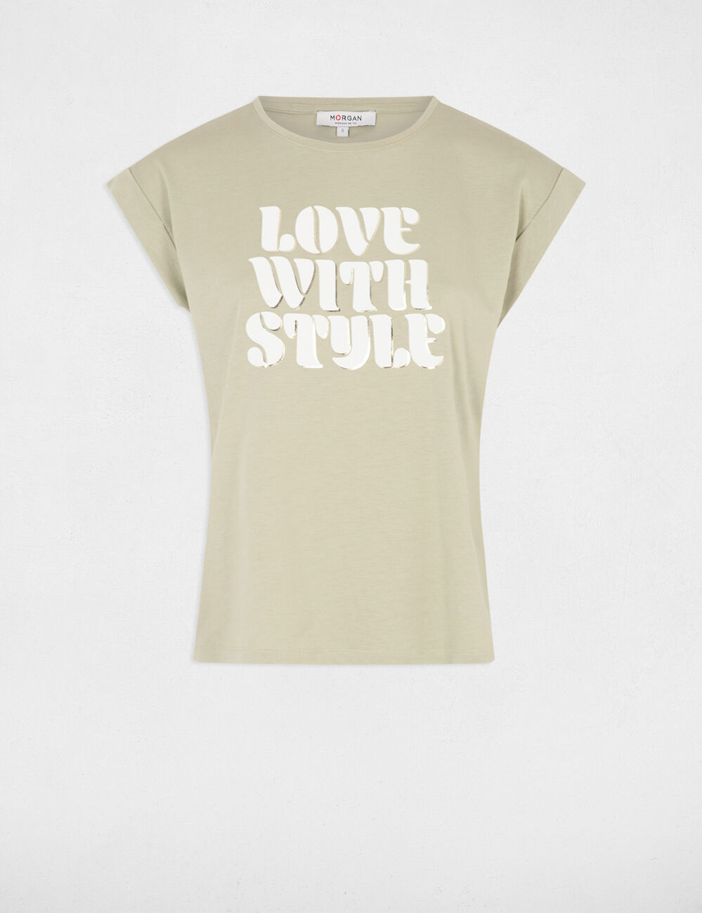 Camiseta con mensaje verde claro mujer