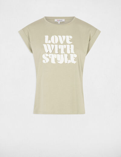 Camiseta con mensaje verde claro mujer