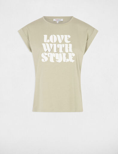 camiseta con mensaje verde claro mujer Camiseta con mensaje verde claro mujer