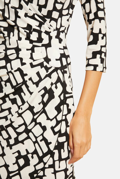Vestido ajustado drapeado estampado crudo mujer