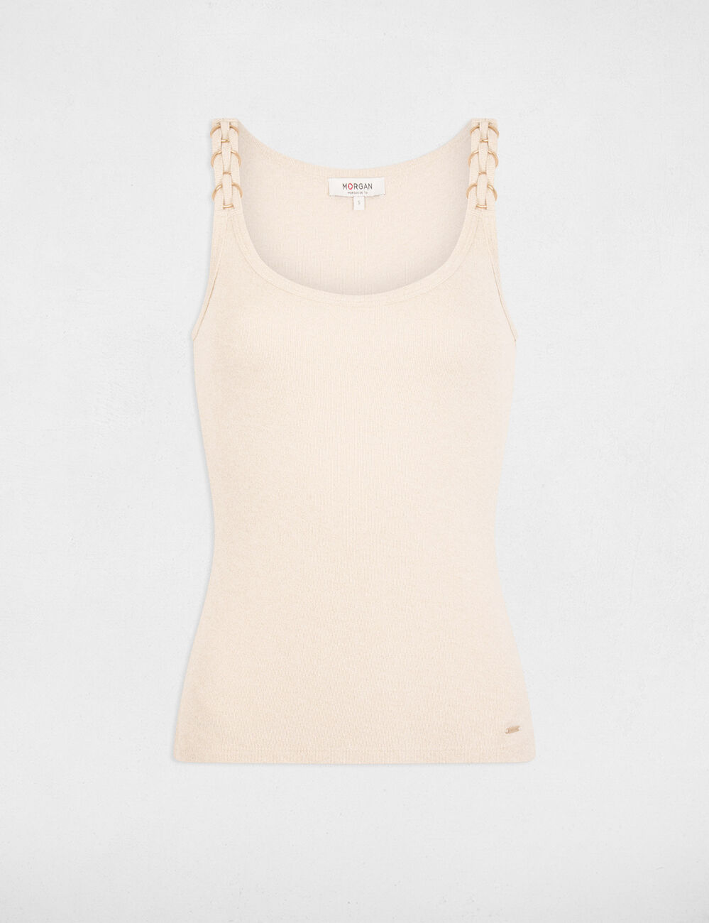 Camiseta ajustada cuello redondo blanco mujer