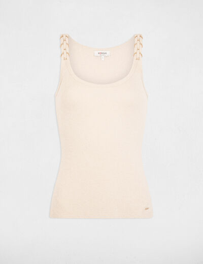 Camiseta ajustada cuello redondo blanco mujer