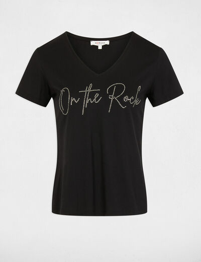 Camiseta con mensaje negro mujer