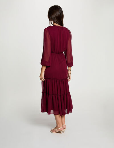 Vestido largo fluido burdeos mujer