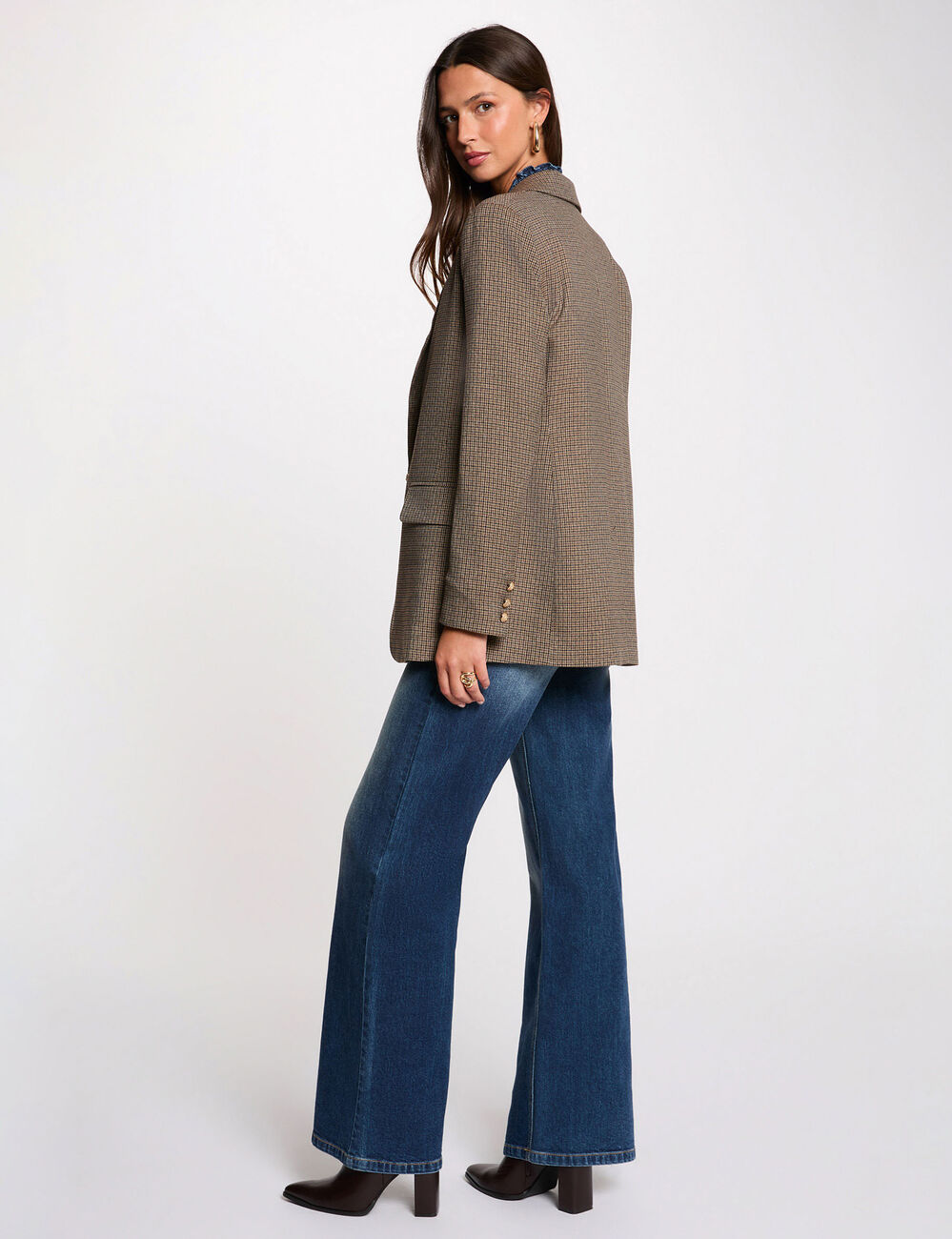 Chaqueta recta con cuello de sastre multicolor mujer