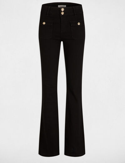 Vaquero boot-cut con bolsillos de solapa negro mujer