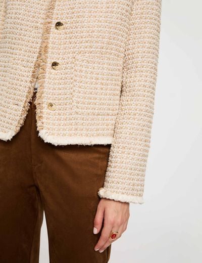 Chaqueta tweed cropped multicolor mujer