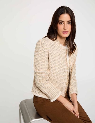 Chaqueta tweed cropped multicolor mujer