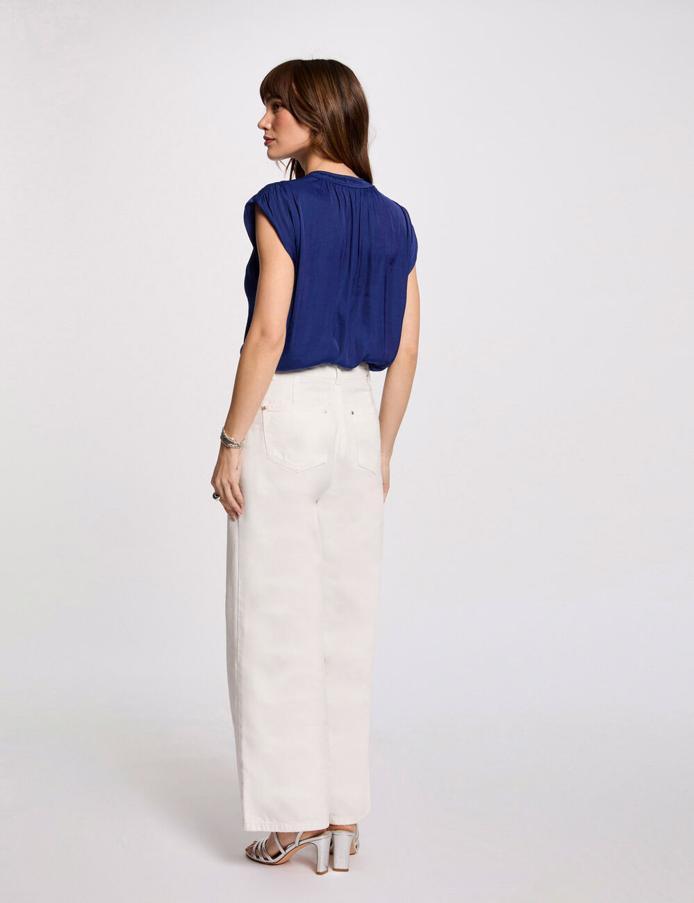 Blusa sin mangas azul eléctrico mujer