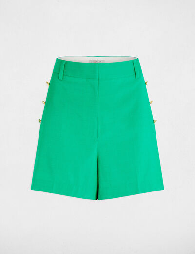 Short holgado con botones verde emeralda mujer