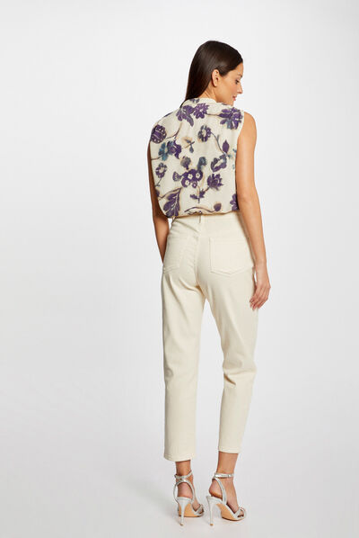 Blusa sin mangas estampado floral multicolor mujer