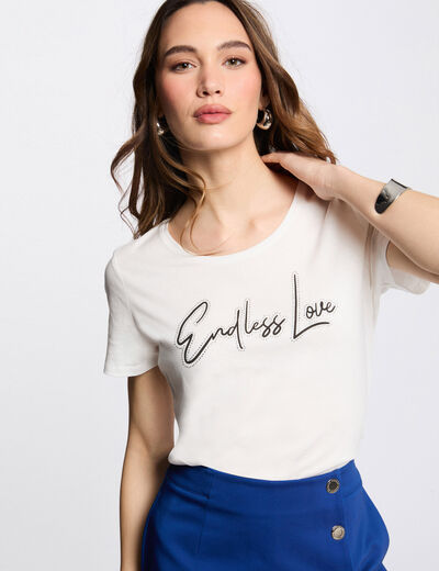 Camiseta con mensaje blanco mujer