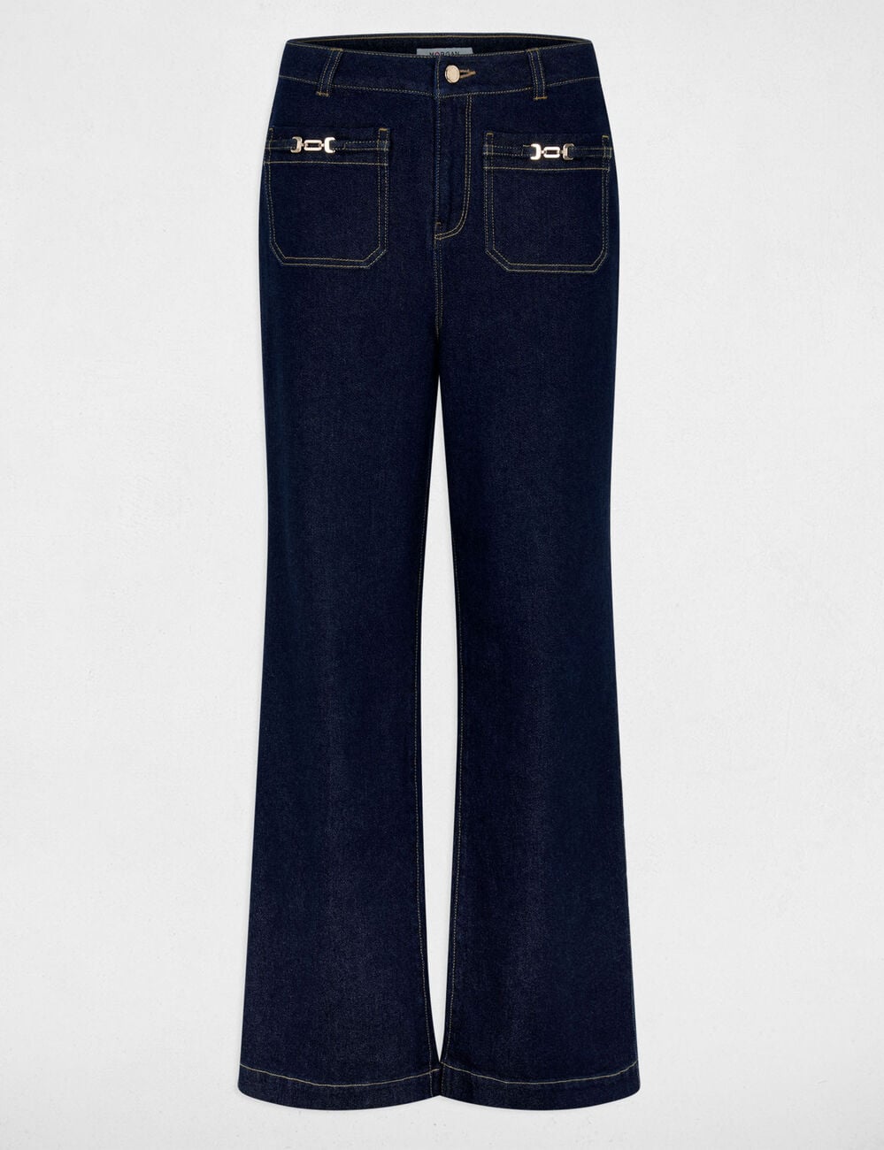 Vaquero pernera ancha denim crudo mujer