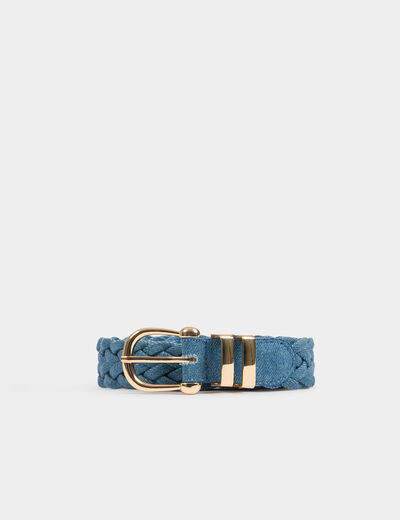 Cinturón vaquero trenzado denim stone mujer