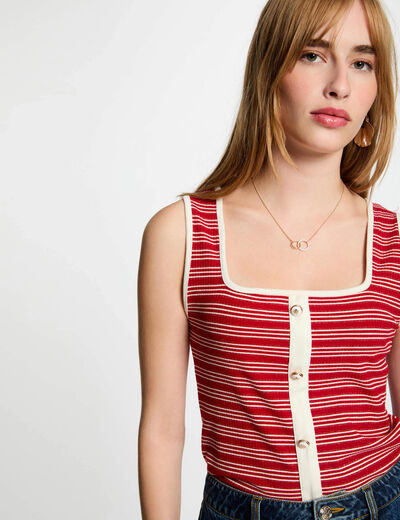 Top sin manga con rayas blanco mujer