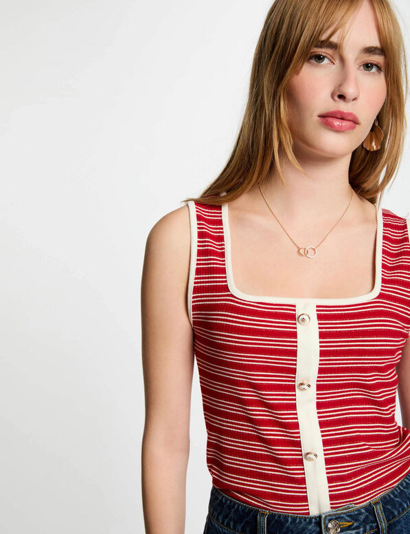 Top sin manga con rayas blanco mujer