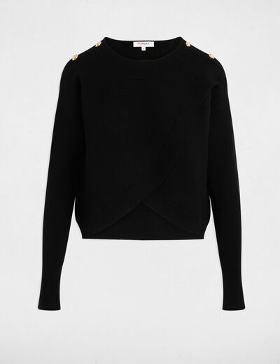 Jersey cuello redondo negro mujer