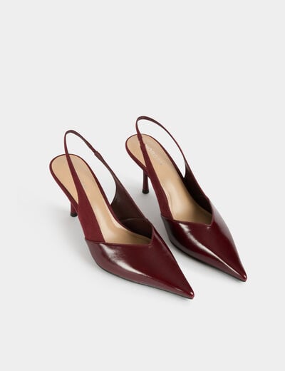 Zapato de tac&oacute;n slingback burdeos mujer