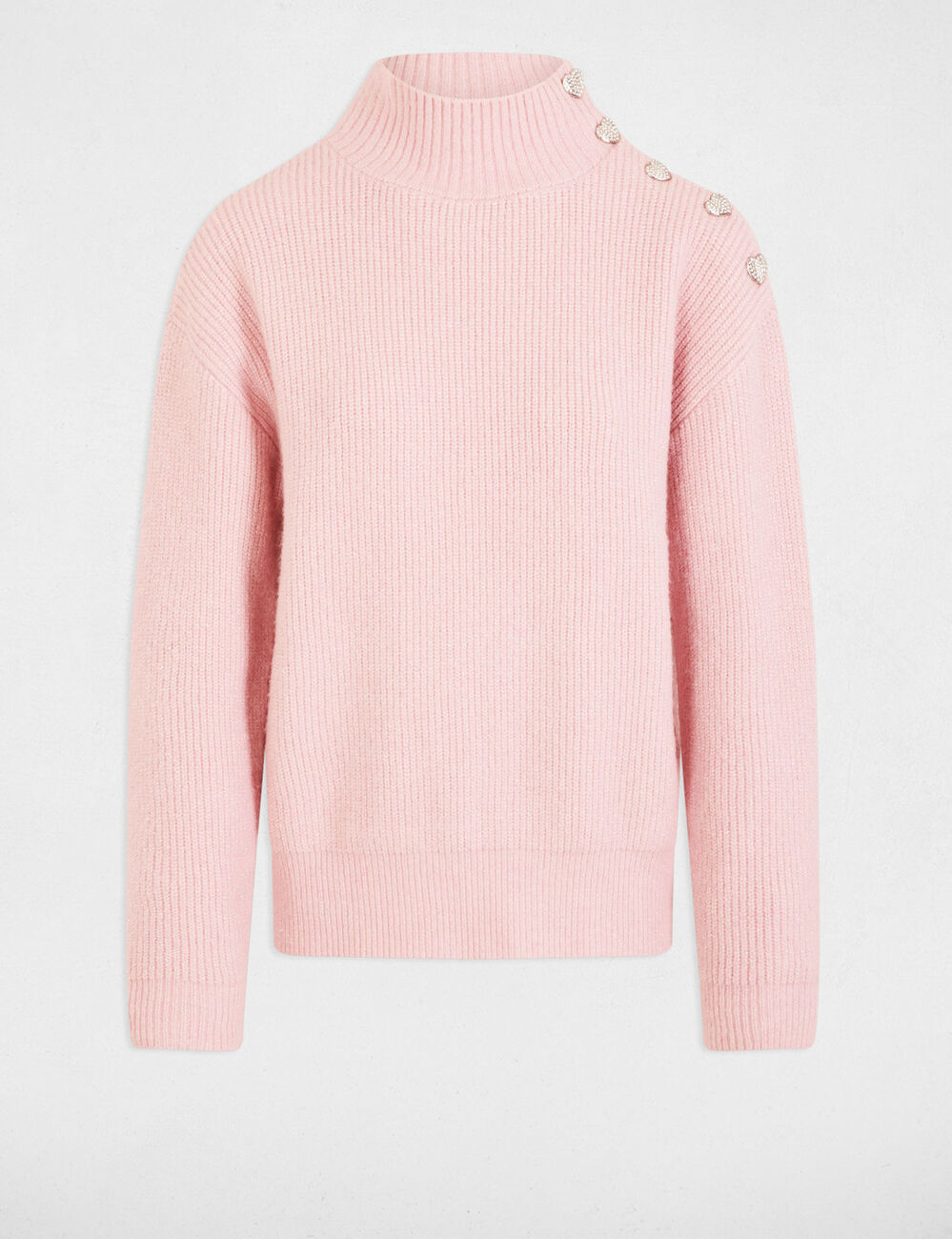 Jersey manga larga con botones rosa claro mujer