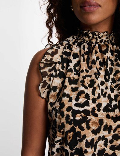 Top sin mangas de cuello alto multicolor mujer