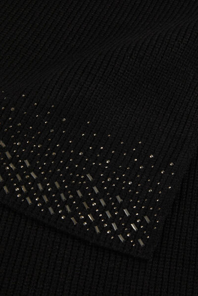 Bufunda de punto con strass negro mujer