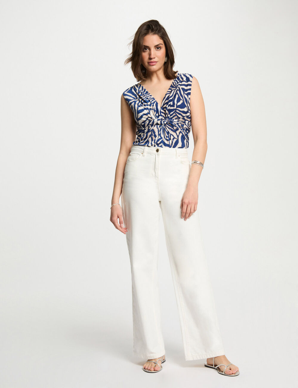 Top sin manga blanco mujer