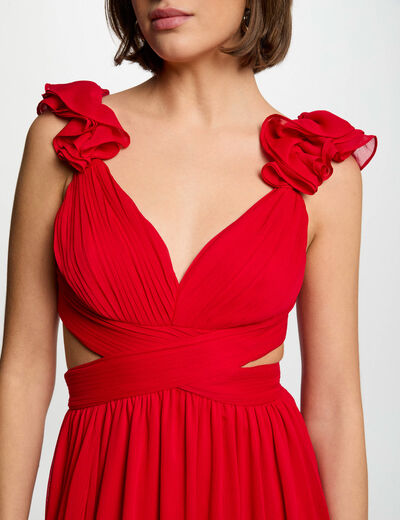 Vestido largo recto holgado rojo mujer