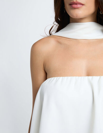 Mono fluido con escote palabra de honor blanco mujer