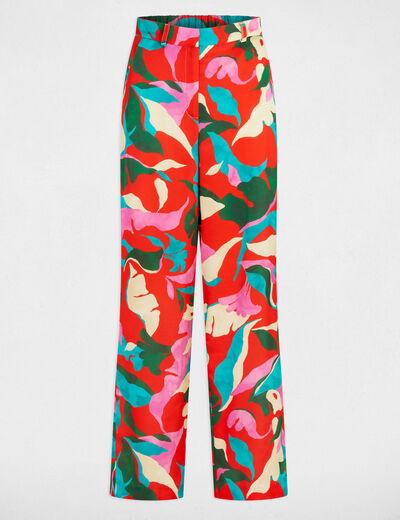 Pantalón recto estampado multicolor mujer