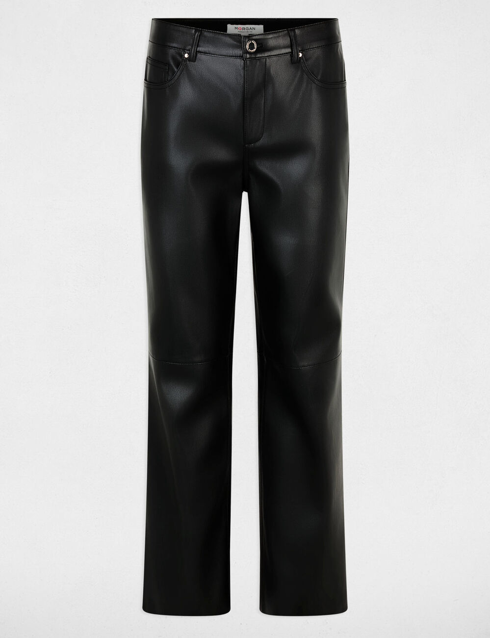 Pantal&oacute;n bootcut de cuero sint&eacute;tico negro mujer