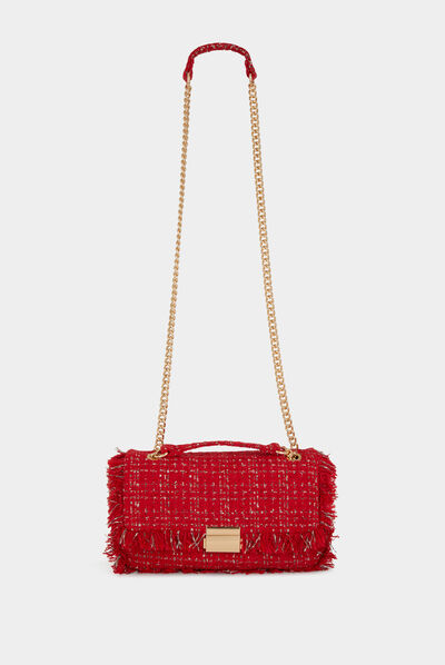 Bolso cartera de mano con flecos rojo mujer