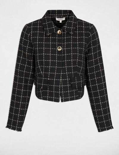 Chaqueta corta entallada negro mujer