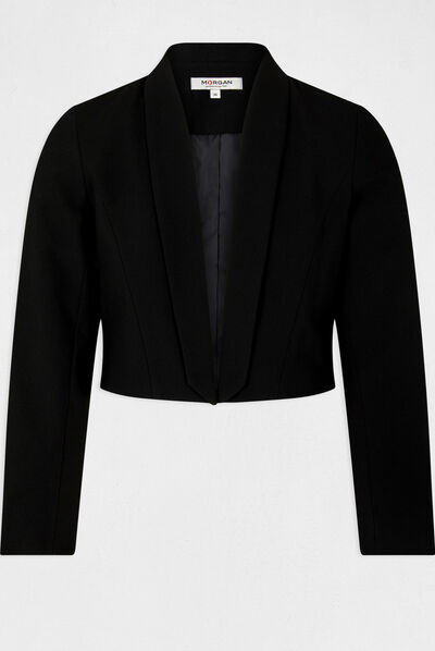 Chaqueta bolero recta manga 3/4 negro mujer