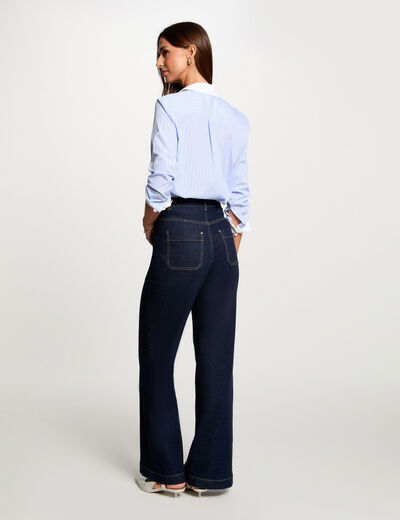 Camisa manga larga rayas azul cielo mujer