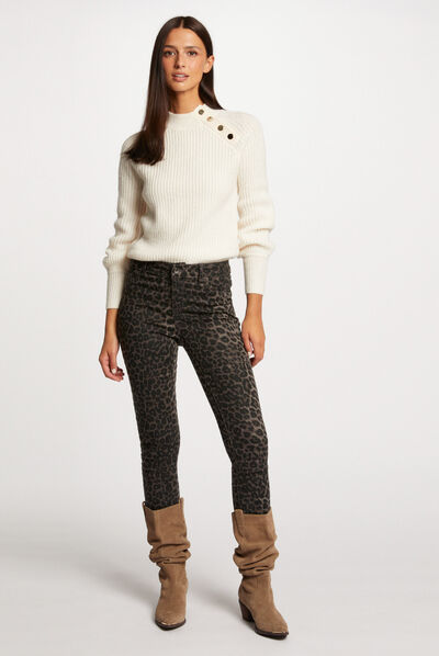 Vaquero skinny estampado de leopardo multico mujer