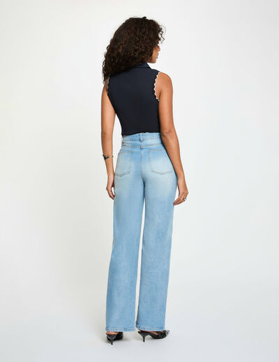 Top sin mangas con cuello solapa azul marino mujer