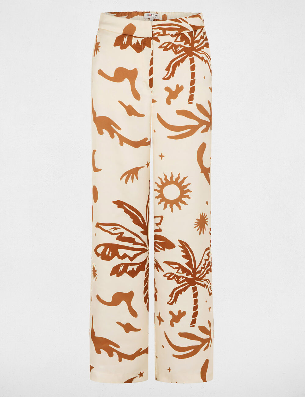 Pantal&oacute;n ancho satinado multicolor mujer