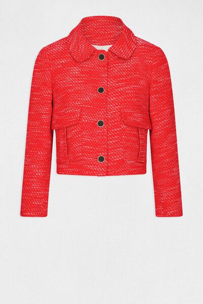 Chaqueta recta abotonada rojo mujer