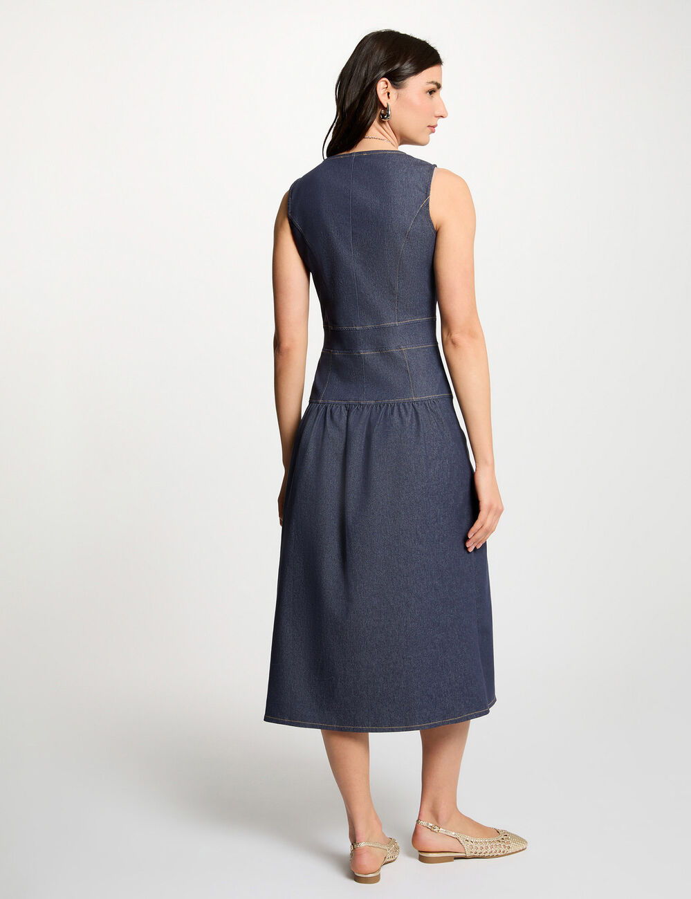Vestido ajustado efecto vaquero denim crudo mujer