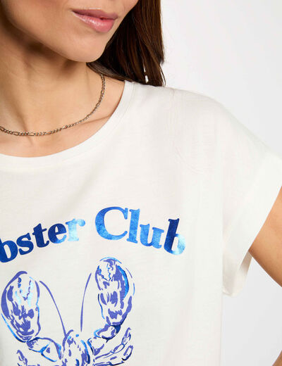 Camiseta recta cuello redondo blanco mujer