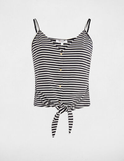 Top corto de tirantes con escote en V negro mujer