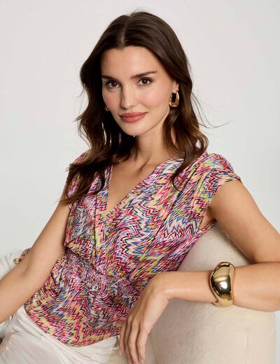 Camiseta manga corta multicolor mujer