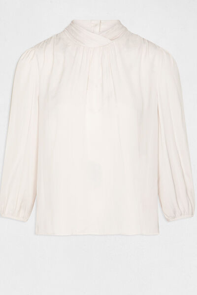 Blusa manga 3/4 efecto satinado  mujer