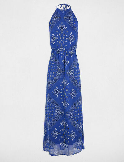 Vestido largo recto estampado multicolor mujer