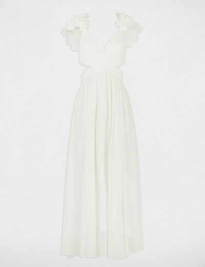 Vestido largo recto holgado blanco mujer