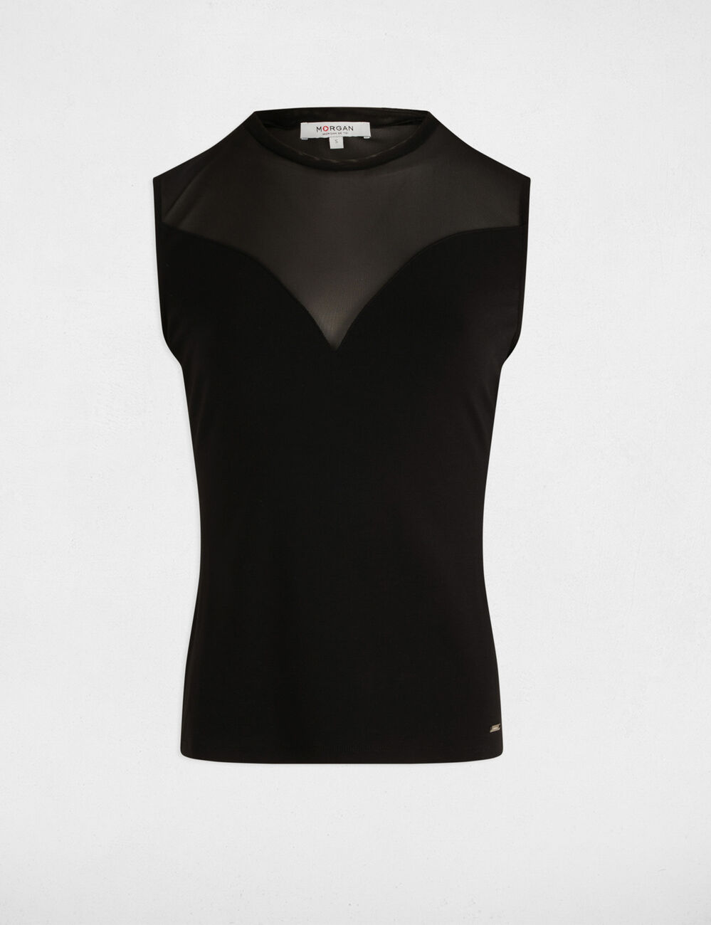 Camiseta ajustada sin mangas negro mujer