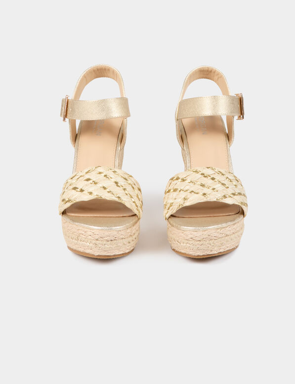 Sandalias con plataformas amarillo oro mujer