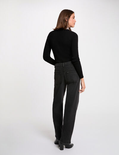 Jersey 2 en 1 con cuello vuelto negro mujer