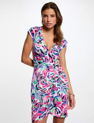 Vestido corto estampado multicolor mujer