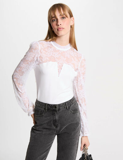 Camiseta manga larga blanco mujer